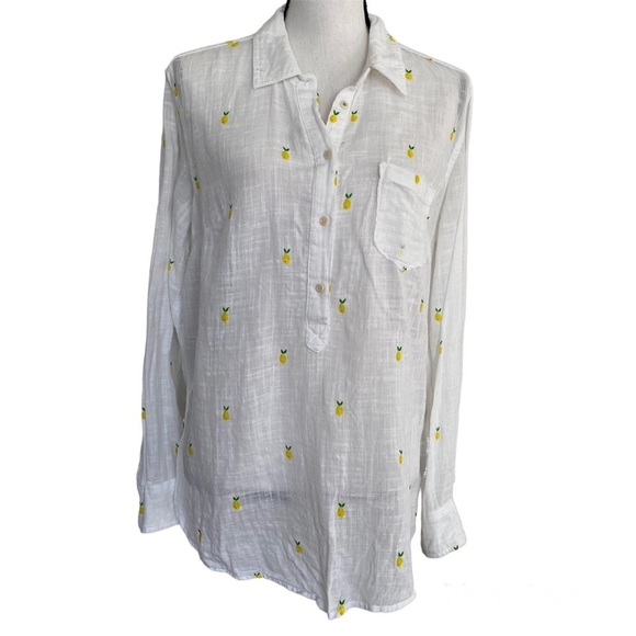 Merona White Pineapple Button Shirt Size XL - Picture 2 of 14